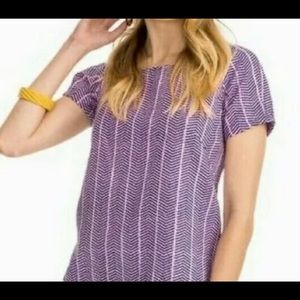 Southern Tide Size 12 Womens Nicole Chevron S/s Cotton Back Zip Top Blouse